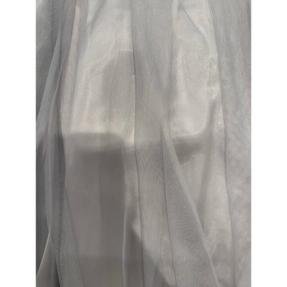 Marina Large Silver Gray Knee Length A-Line Tulle Cocktail Party Formal Skirt - Picture 5 of 6